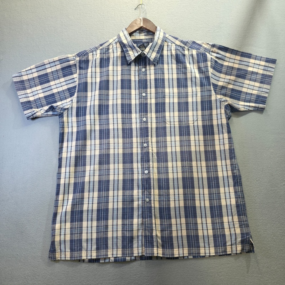 Austin Men's Blue Plaid Short Sleeve Button Up‎ Shirt Size XL